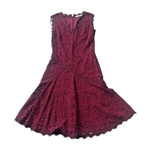 Women's Tory Burch V Neck Lined Lace Midi Dress | 2